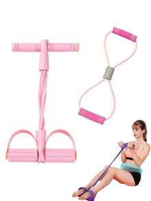 Benzi de rezistență pentru yoga cu 4 tuburi, pentru antrenament acasă - Cordon elastic pentru antrenament complet al corpului, sculptură abdominală, exerciții de vâslit și flexibilitate, echipament de fitness stivuibil pentru yoga și modelarea corpului, figura în opt, bandă de tracțiuni, aparat de exerciții pentru coapse, sală de sport, transpirație, Pilates.