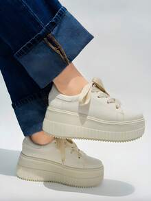 Women Wedge Sneakers - Beige - View 4