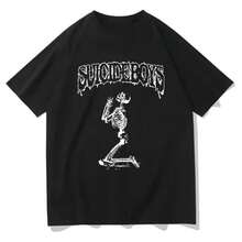 G59 T-Shirt Cotton Commuter Stylish Tops Stylish Amusing Short Sleeve Streetwear Hip Hop Harajuku Unisex Tees - 黑色(黑色10) - 查看 1