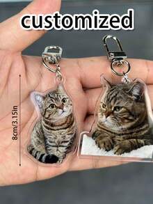 Custom Cat Keychain, Pet Portrait Keychain, Personalized Pet Photo Keychain, Cat Memorial Gift, Holiday Gift For Pet Lovers, Dog Keychain
