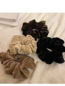 4个/包 超大号天鹅绒发圈，适合发量较多的女性，柔软蓬松的巨型发圈，大号弹力发圈，蓬松发圈，头饰，马尾辫发圈 - 彩色 - 查看 10