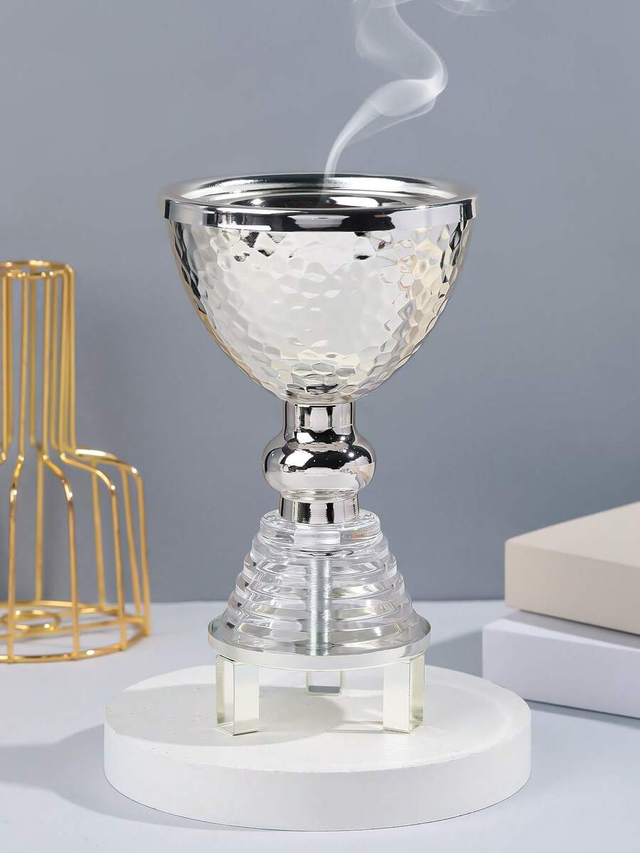 1 Pc/1 Set Luxury Silver Metal Incense Burner/Incense Holder, Wedding Reception Table Setting Accessories,It Can Be Used As An Aromatherapy Diffuser, Aromatherapy Burner, Used In Home Decoration, Bedroom, Living Room (As A Centerpiece), Office, Yoga Place And Party, Creating An Elegant Atmosphere.