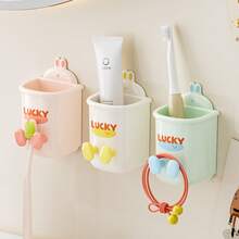 兔子牙刷架，浴室配件牙刷架（带牙膏分配器），壁挂式牙刷收纳盒，免钻悬挂式电动牙刷架 - 彩色 - 查看 5