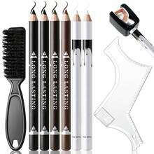 050White Barber Pencil For Lineup Magic Hairline Beard Guide Shaping Pencils Barber Chalk For Design Hairline Razor Trace Barber Pencils Set With Sharpener Ruler Brush For Men-1 - 4 Colors - View 1