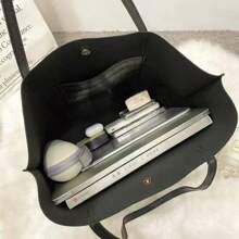 Women's Casual Crocodile Embossed Large Capacity Tote Bag, Suitable For Daily Use - Black - View 4