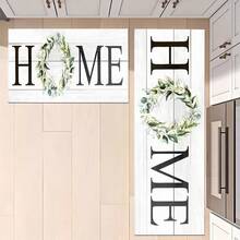 1pc Home Letter Pattern Rug, Polyester Drainage Mat, Suitable For Kitchen, Living Room, Entrance, Balcony, Home Decor, Anti-Stain, Cafe, Bar, Holiday, Party, Bedroom, Bathroom Decor - Black and White - View 6