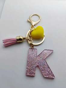 1 buc breloc cu litere engleze din rășină epoxidică Galaxy cu ciucure și decor cu inimă, cadou pentru prieteni și mame, accesorii de Halloween pentru Ziua Profesorilor