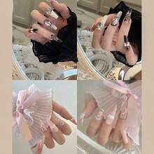 1 Pair Nail Art Photo Shoot Cuffs, Nail Art Lace Wrist Sleeves, Elastic Wrist Cuffs For Sleeves Lace Cuff Shooting Background Props, Lolita Lace Gloves Women's Floral Lace Short Wrist Cuff For Wedding Masquerade, Sweater Cuffs