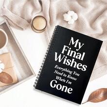 临终规划日记本套装 - 1 件 A5 笔记本“我的最终愿望”和 1 件 A5 笔记本“F*CK！死了！现在怎么办？”，螺旋装订，内含周到的提示，可用于记录最终愿望、遗产详情和感人告别，耐用封面非常适合遗产保存，非常适合为亲人做准备和度过人生的最后一章，是遗产规划和成年里程碑的必备品 - A5 - 查看 4