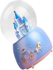 1pc Castle Crystal Ball Dreamy Snowing Music Box Glowing Christmas Gift For Boys And Girls Home Decor Ornament (Battery Not Included) - Blue - View 9