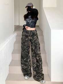 Pantalón Largo Camuflaje de Mujer Estilo de Danza Jazz Hiphop - camuflaje - Ver 2