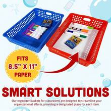 6 Pcs Colorful Plastic Classroom Storage Bins 13.75" X 10.25" For Organizing A4 Papers Trays, Turn In Containers School Teachers Classroom Organization & Storage Supplies - 預設 - 查看 3