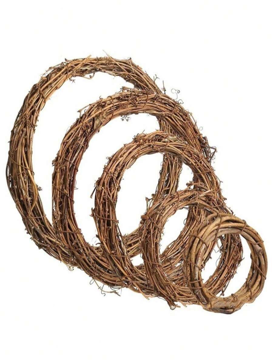 1个天然藤条DIY花环环，适用于DIY情人节、复活节、万圣节、婚礼装饰、节日派对装饰、春季花环、圣诞花环装饰、家居装饰、墙面装饰、花园装饰、户外装饰、婚礼装饰 - 棕色 - 查看 1
