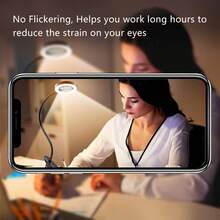 5X Magnifying Glass With Light, Magnifier Desk Lamp, Hands-Free Lighted With 3 Color Modes, For Craft Hobby, Nail Repair, Reading, Close Works (Black, Clamp), Adjustable Flexible Gooseneck - 黑色 - 查看 4