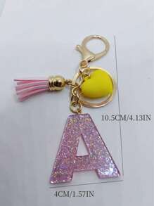 1 buc breloc cu litere engleze din rășină epoxidică Galaxy cu ciucure și decor cu inimă, cadou pentru prieteni și mame, accesorii de Halloween pentru Ziua Profesorilor