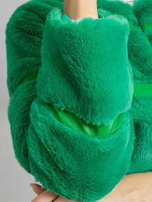 Women Faux Fur Coats - Green - View 7