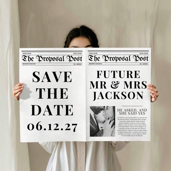 2pcs Customizable Newspaper Engagement Announcement Template, Editable Save The Date Announcement, Engagement Notification & Wedding Announcement,Multi-Functional,Durable,Ornamental,Reusable,Exquisite,Stylish,High-Quality,Colorful,Modern,Custom,Personalized,Unique,Ideal Gifts For Him,Ideal Gifts For Her,Boyfriend,Dad,Girlfriend,Mom,Family,Friends,Tea Room,Home,Garden,Office,For Anniversaries,For Valentine's Day,For Mother's Day,For Birthdays,For Father's Day,For Graduation,For Weddings,For Housewarming,Multi-Functional,Durable,Ornamental,Reusable,Exquisite,Stylish,High-Quality,Colorful,Modern,Custom,Personalized,Unique,Ideal Gifts For Him,Ideal Gifts For Her,Boyfriend,Dad,Girlfriend,Mom,Family,Friends,Tea Room,Home,Garden,Office,For Anniversaries,For Valentine's Day,For Mother's Day,For Birthdays,For Father's Day,For Graduation,For Weddings,For Housewarming,Customized Party Supplies