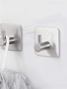 4 piezas Ganchos de pared de acero inoxidable modernos y autoadhesivos - Diseño elegante para la cocina, el baño y la organización del hogar - Resistente a la oxidación, fácil de instalar y mantener, ganchos para el baño