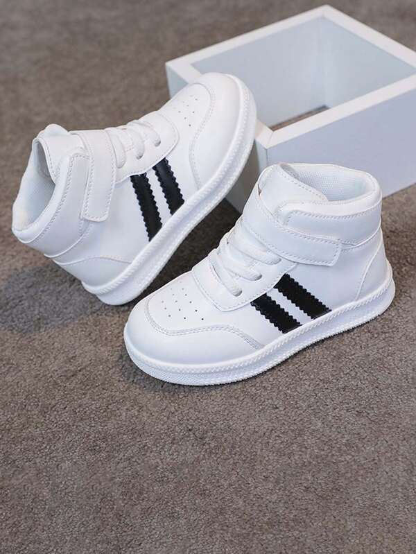 1 Par de Tênis Esportivos Planos de Alta Altura Respiráveis Unissex, Tênis Casuais Antiderrapantes e Absorventes de Choque para Bebês, Tênis Versáteis de Moda para Estudantes, Adequados para Uso Diário e Atividades ao Ar Livre na Primavera/Outono