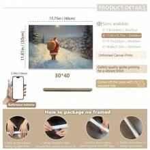 1pc, Vintage Santa Wall Art, Canvas Frame Decorative Painting, Retro Santa Oil Painting, Santa With Sack, Christmas Countryside Scene, Vintage Christmas Theme, Farmhouse Style Holiday, Santa Oil Painting, Christmas Snow Scene, Christmas Home Decor, Minimalist Wall Decor, Modern Art