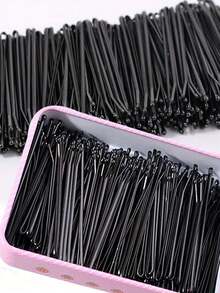 100个/包女士黑色发夹，瘀伤侧夹，发夹，U型发夹，钢夹配件 - 黑色 - 查看 6