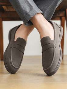 Klasyczne, minimalistyczne mokasyny męskie, lekkie, oddychające, wygodne, antypoślizgowe, trwałe, odpowiednie na ślub pana młodego, na nieformalne i formalne okazje - popiół - Zobacz 9