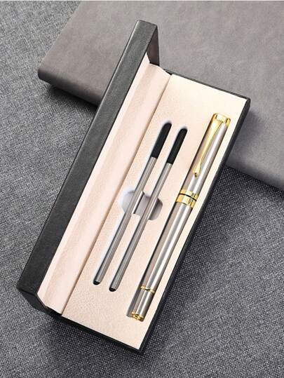 1 套礼品笔豪华滚珠笔最佳圆珠笔礼品套装，适合男士和女士专业行政办公室精美圆珠笔优雅礼品盒圆珠笔黑色替换笔芯线宽 0.7 毫米返回学校