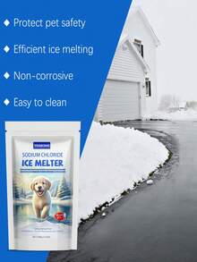 100 Grams Of Pet Deicer-A Pet-Friendly Deicer Designed For Pets To Reduce Irritation And Suitable For Areas Where Pets Often Move. Quickly Melt Snow And Ice, And Improve The Convenience Of Roads And Courtyards In Winter. It Can Quickly Melt Ice And Snow, And Has A Lasting Melting Ability, While Reducing The Potential Impact On The Environment And Vegetation.
