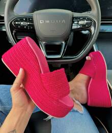 Alpargatas  de mujer sandalias cuñas bajas sandalias altas abiertas suecas acojinadas suela antideslizante alpargatas para playa vacaciones dama womens shoes Minas del rey zapatos  Playa    Casa - Rosa Fucsia - Ver 1