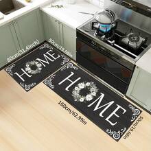1pc Home Letter Pattern Rug, Polyester Drainage Mat, Suitable For Kitchen, Living Room, Entrance, Balcony, Home Decor, Anti-Stain, Cafe, Bar, Holiday, Party, Bedroom, Bathroom Decor - Black and White - View 20
