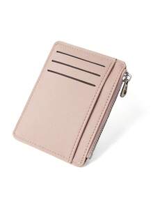 BATSIOE Women's Minimalist Toothpick Pattern Solid Color Mini Thin Card Holder Multi-Functional Card Case Zipper Wallet Coin Purse For Women Money Wallet Mini Wallet Purse Wallet Fall Autumn Card Wallet Y2K