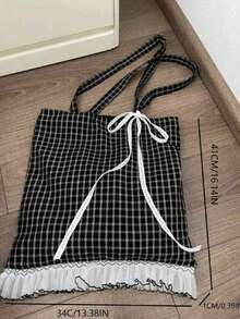 حقيبة كانفاس ذات نقاط بولكا كلاسيكية، حقيبة كتف، حقيبة مدرسية متعددة الوظائف للطالبات، للتنقل