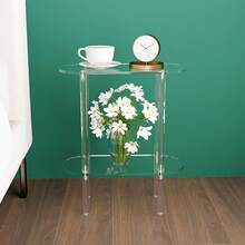1pc Acrylic Small Side Table, Drink Table, Bedside Table, For Sofa, Living Room, Bedroom, Easy Assembly