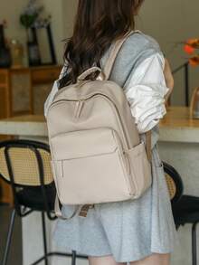 Waterproof Large Capacity Backpack, Fashion & Versatile, School Backpack - Beige - View 7