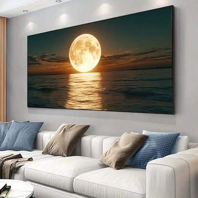 1 幅无框现代木质墙壁油画，适用于客厅，现代油画海报，适用于卧室和客厅装饰画，无框 50x100 厘米/19.68x39.37 英寸