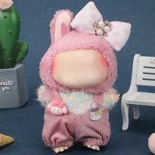 Conjunto de ropa para muñeca de 17 cm, compatible con Labubu, conjunto de ropa adecuado para muñecas de 6.7-pulgadas, accesorios de sombrero y ropa de moda y únicos, adecuado para muñecas de primera/segunda/tercera generación para jugar y exhibir, solo conjunto de ropa (excluye muñecas y zapatos)