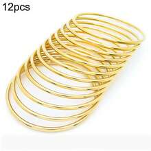 18K Gold Plated Stainless Steel Women's Bracelet, Fashion Luxury Minimalist Basic Bracelet, Waterproof Jewelry - Gold - View 19