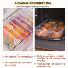 4/6-Compartment Reusable Food Prep Containers - Bento Lunch Box For Home, School, Work & Travel, Portion Control Food & Snack Containers, Adult Serving, Transparent,Reusable Vegetable Storage Box, Meal Preparation And Refrigerated Storage Box