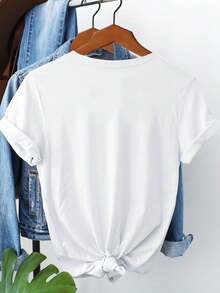 Short-Sleeved T-Shirt With Round Neck And Gradient Print - 黑色 - 查看 7