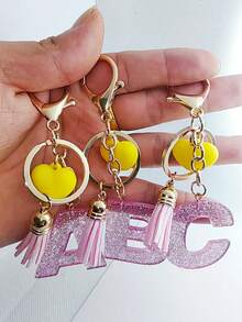 1 buc breloc cu litere engleze din rășină epoxidică Galaxy cu ciucure și decor cu inimă, cadou pentru prieteni și mame, accesorii de Halloween pentru Ziua Profesorilor