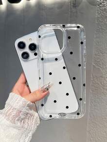 时尚可爱的波尔卡圆点透明软手机壳，适用于 17、17 Pro Max、17 Air、16、15、14、13、12、11 Pro Max、16 Pro Max、15、14 Plus，简约创意防震后盖 - 無色 - 查看 3