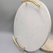 1 Peça Bandeja de Material de Mármore Natural + Alça de Latão, Essencial para Banheiro, Armazenamento/Suporte para Foto de Banheiro, Armazenamento Requintado, Eleva Instantaneamente o Estilo, Estética de Alta Qualidade, Itens Essenciais de Armazenamento para Banheiro!!!