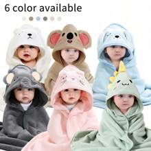 2 paquetes de toallas con capucha de bebé suaves y absorbentes de poliéster con patrones de animales, gran regalo para recién nacidos - Color uniforme - Ver 2