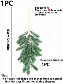 1 pièce/25 pièces 28 têtes 63 cm Branches artificielles de pin à aiguilles vertes. Accessoires d'aiguilles de pin artificiels pour plantes suspendues à l'extérieur. Plante factice pour décoration de Noël intérieure et extérieure, décoration de pièce, mariage, vase, salle à manger, chambre à coucher