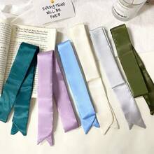 Solid Color Satin Bow Tie Scarf - Lightweight Elegant Ribbon Style, Suitable For Neck, Hair And Wrist Decoration, Multi-Functional Accessory - Unisex - Multicolor - View 8