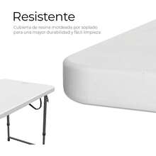 Raganet, Mesa Plegable de Plastico, 121Centimetros de Largo, Ajustable a 3 Diferentes Alturas, Plástico Resistente para Interiores y Exteriores, Forma Rectangular, Plegable en Portafolio Color Blanco - 1 - Ver 6