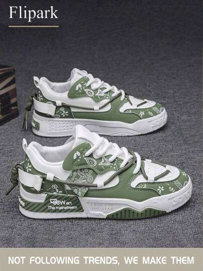 Flipark 全新时尚透气休闲硫化鞋，男女款原创设计厚底防滑运动鞋，带随机涂鸦图案
