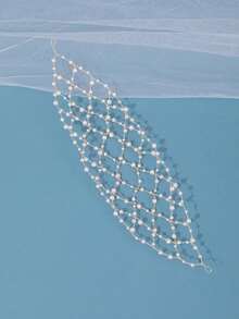 1pc Elegant Handmade Faux Pearl Woven Headband For Women, Bridal Wedding Bohemian Headpiece, Suitable For Party Accessories