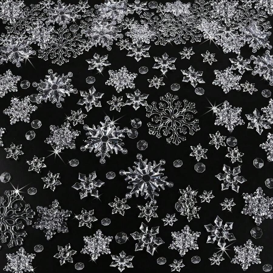Ornement suspendu en flocon de neige transparent fait main, décorations de Noël en acrylique en forme de flocon de neige, ornements suspendus en cristal de flocon de neige faits à la main, convient pour le sapin de Noël, les mariages, les fêtes de Noël d'hiver