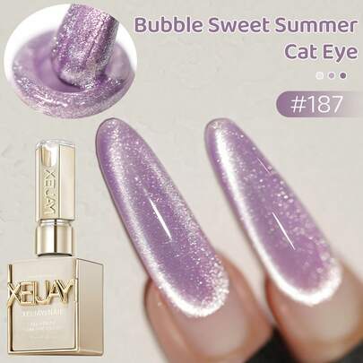 XEIJAYI 1瓶泡泡甜美夏日猫眼指甲油凝胶新款蓝粉猫眼美甲适合女士美甲沙龙设计